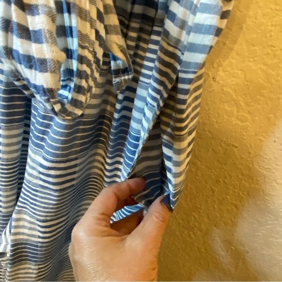 Lovestitch Wide Leg Striped Boho Romper Jumpsuit w/Front Tie Pockets 100% Cotton - Picture 5 of 15